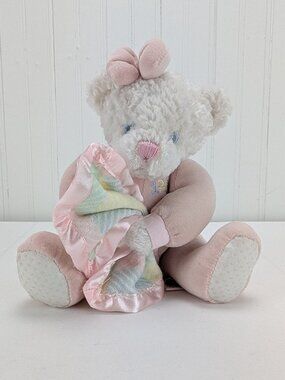 First & Main Pajama Pal White Baby Teddy Bear Plush 8" Stuffed Animal 123 Pink